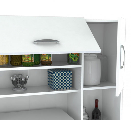 White Finish Wood Kitchen Storage Cabinet - FurniFindUSA