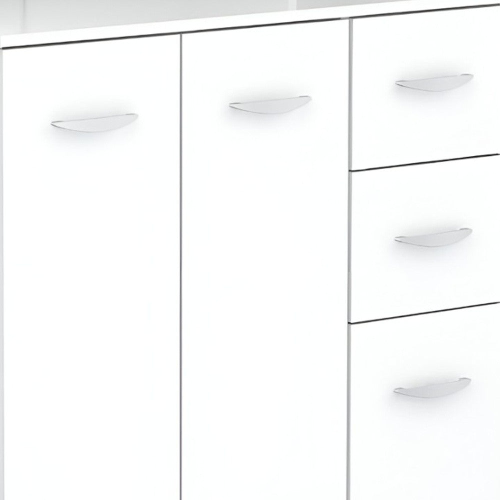 White Finish Wood Kitchen Storage Cabinet