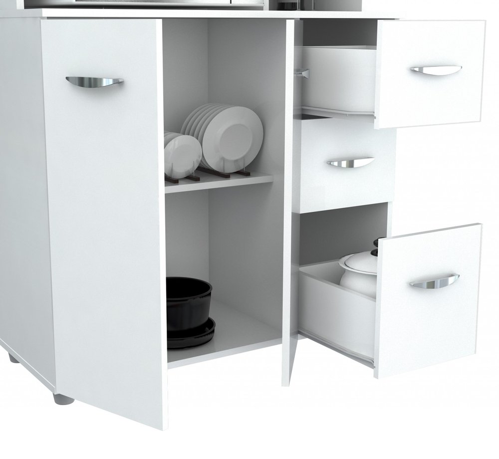 White Finish Wood Kitchen Storage Cabinet HomeRoots