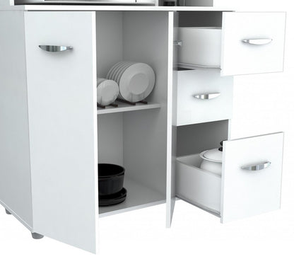 White Finish Wood Kitchen Storage Cabinet HomeRoots
