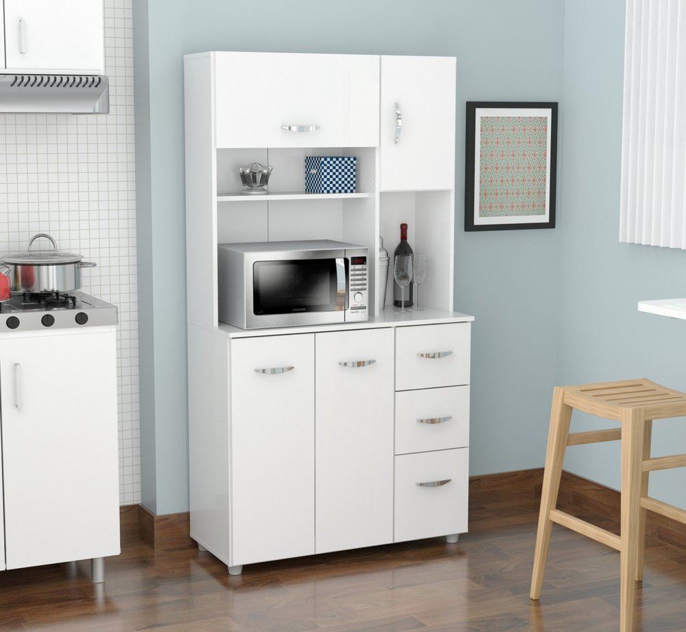 White Finish Wood Kitchen Storage Cabinet HomeRoots