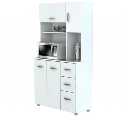 White Finish Wood Kitchen Storage Cabinet - FurniFindUSA