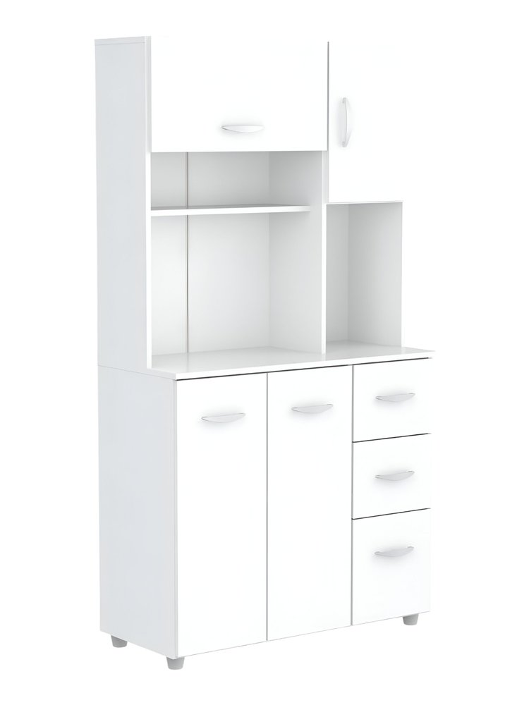 White Finish Wood Kitchen Storage Cabinet HomeRoots