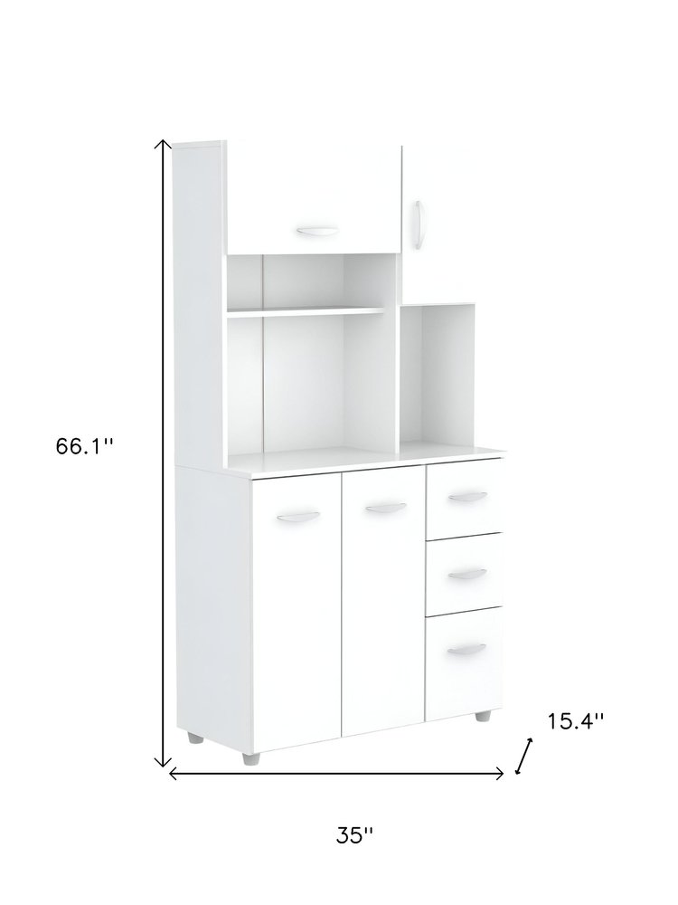 White Finish Wood Kitchen Storage Cabinet HomeRoots
