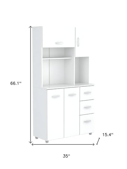 White Finish Wood Kitchen Storage Cabinet HomeRoots