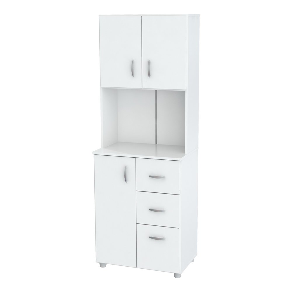 White Finish Wood High Low Full Size Microwave Cabinet HomeRoots