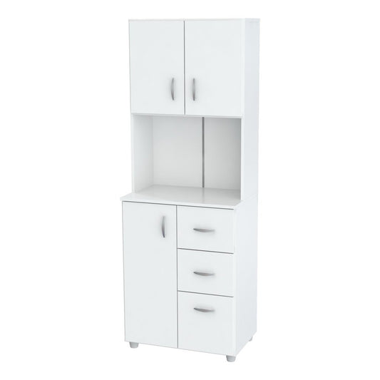 White Finish Wood High Low Full Size Microwave Cabinet HomeRoots
