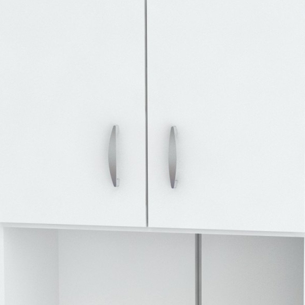 White Finish Wood High Low Full Size Microwave Cabinet HomeRoots