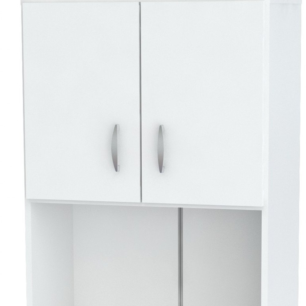 White Finish Wood High Low Full Size Microwave Cabinet HomeRoots
