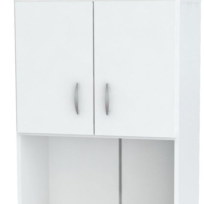 White Finish Wood High Low Full Size Microwave Cabinet HomeRoots