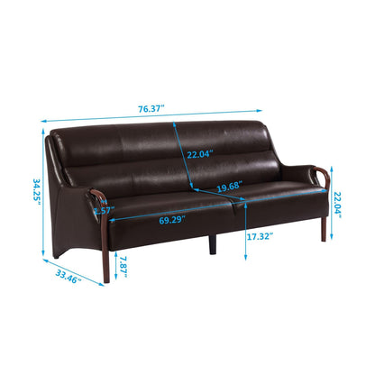 Modern-Central Sofa PU Leather Wooden Legs Bench for Living Room - FurniFindUSA