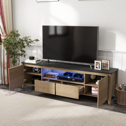 70 Inches Modern TV stand with LED Lights Entertainment Center TV cabinet with Storage for Up to 80 inch - FurniFindUSA