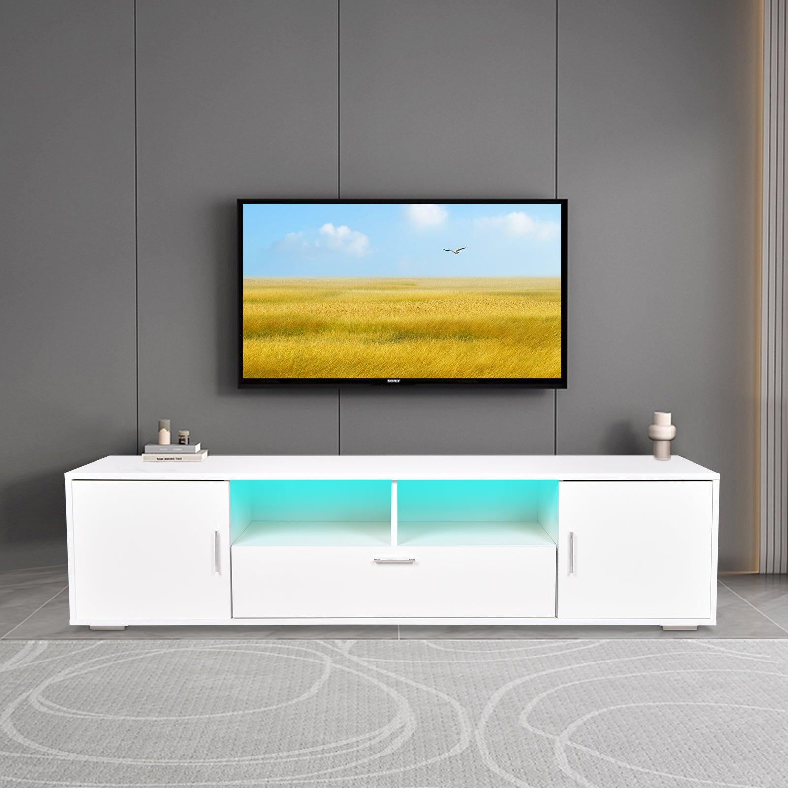 Modern TV stand with LED Lights Entertainment Center TV cabinet with Storage for Up to 75 inch - FurniFindUSA