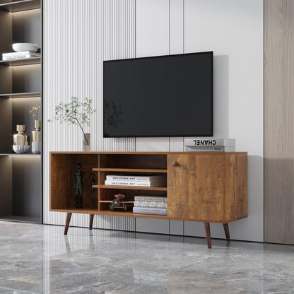 TV Stand Use in Living Room Furniture with 1 storage and 2 shelves Cabinet high quality particle board Walnut - FurniFindUSA