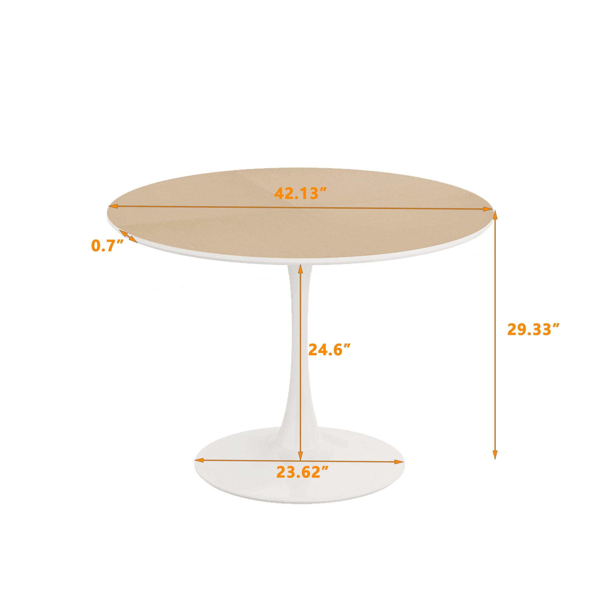 42"Modern Round Dining Table with Printed Wood Grain Table Top Metal Base Dining Table End Table Leisure Coffee Table - FurniFindUSA
