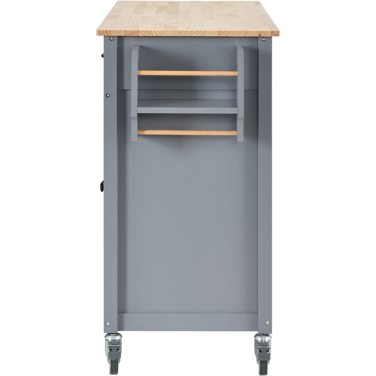 Kitchen Island Cart with Solid Wood Top and Locking Wheels 54.3 Inch Width (Grey Blue) - FurniFindUSA