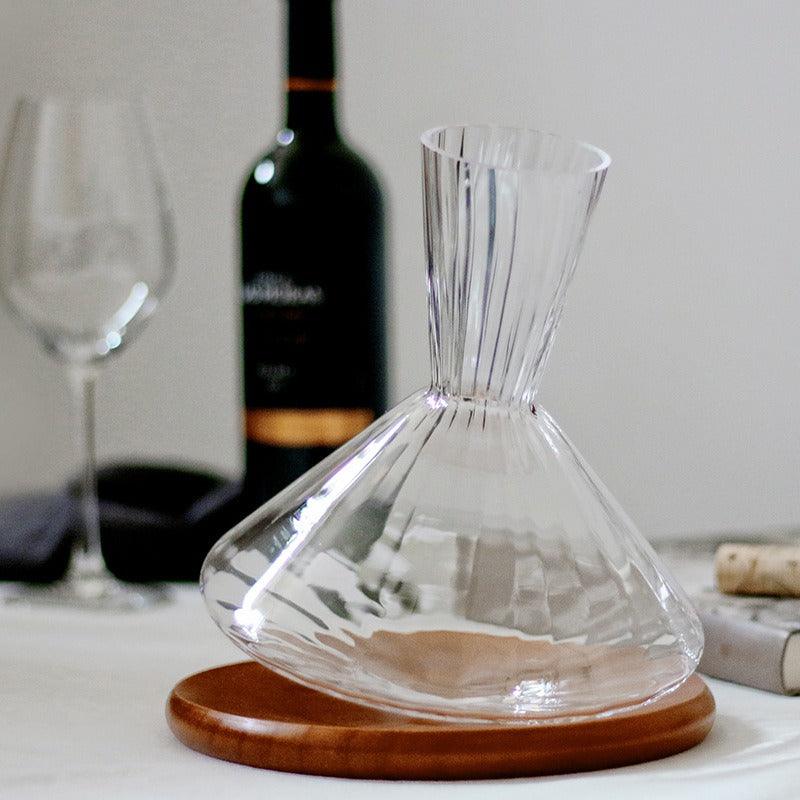 Premium Red Wine Carafe Tumbler Wine Dispenser Decanter with Wood Tray - FurniFindUSA