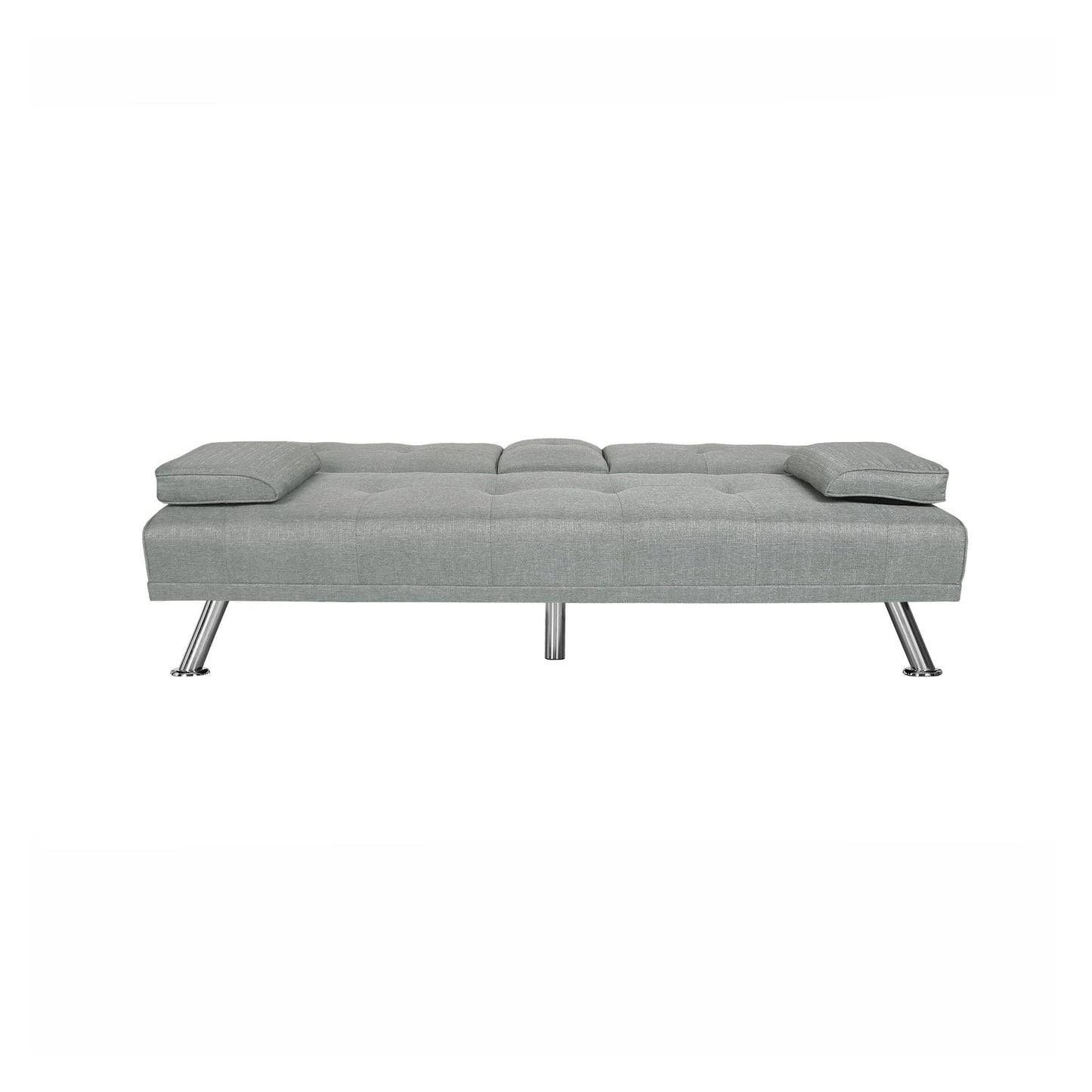 FUTON SOFA BED SLEEPER LIGHT GREY FABRIC