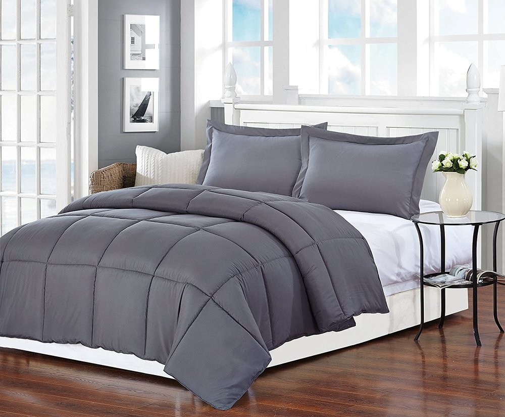 Dark Gray Queen Polyester Thread Count Down Alternative Comforter HomeRoots