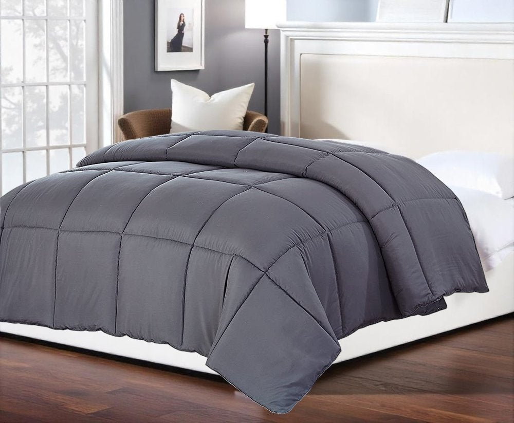 Dark Gray Queen Polyester Thread Count Down Alternative Comforter HomeRoots