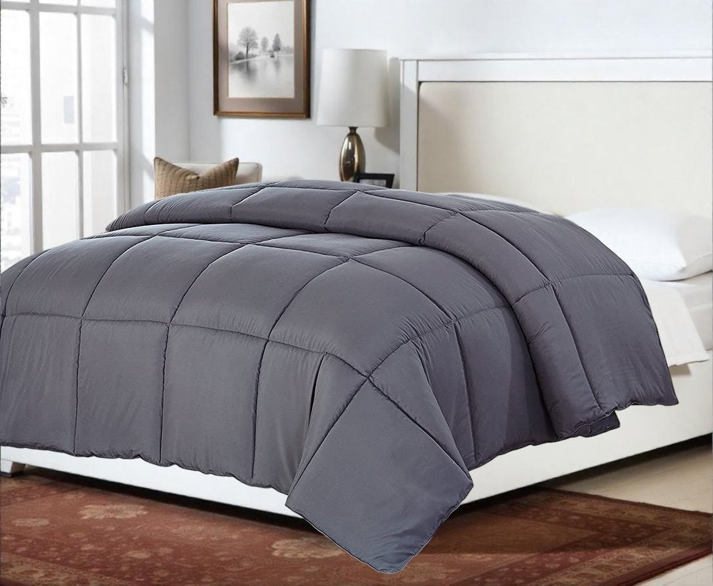 Dark Gray California King Polyester Thread Count Down Alternative Comforter HomeRoots