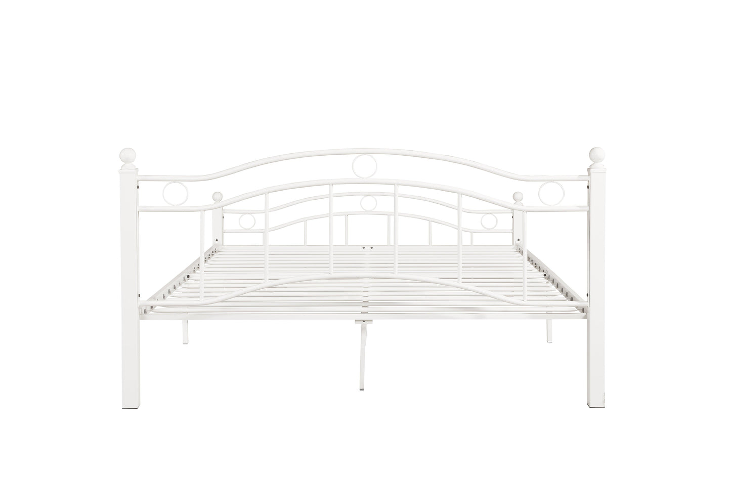 Queen Size Metal Bed Frame with Headboard and Footboard White - FurniFindUSA