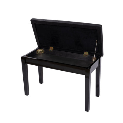 Piano Bench with Padded Cushion and Music Book Storage Compartment, Duet Wooden Seat, 13.7 x 29.5 x 20 inches, Load 440lb Black - FurniFindUSA