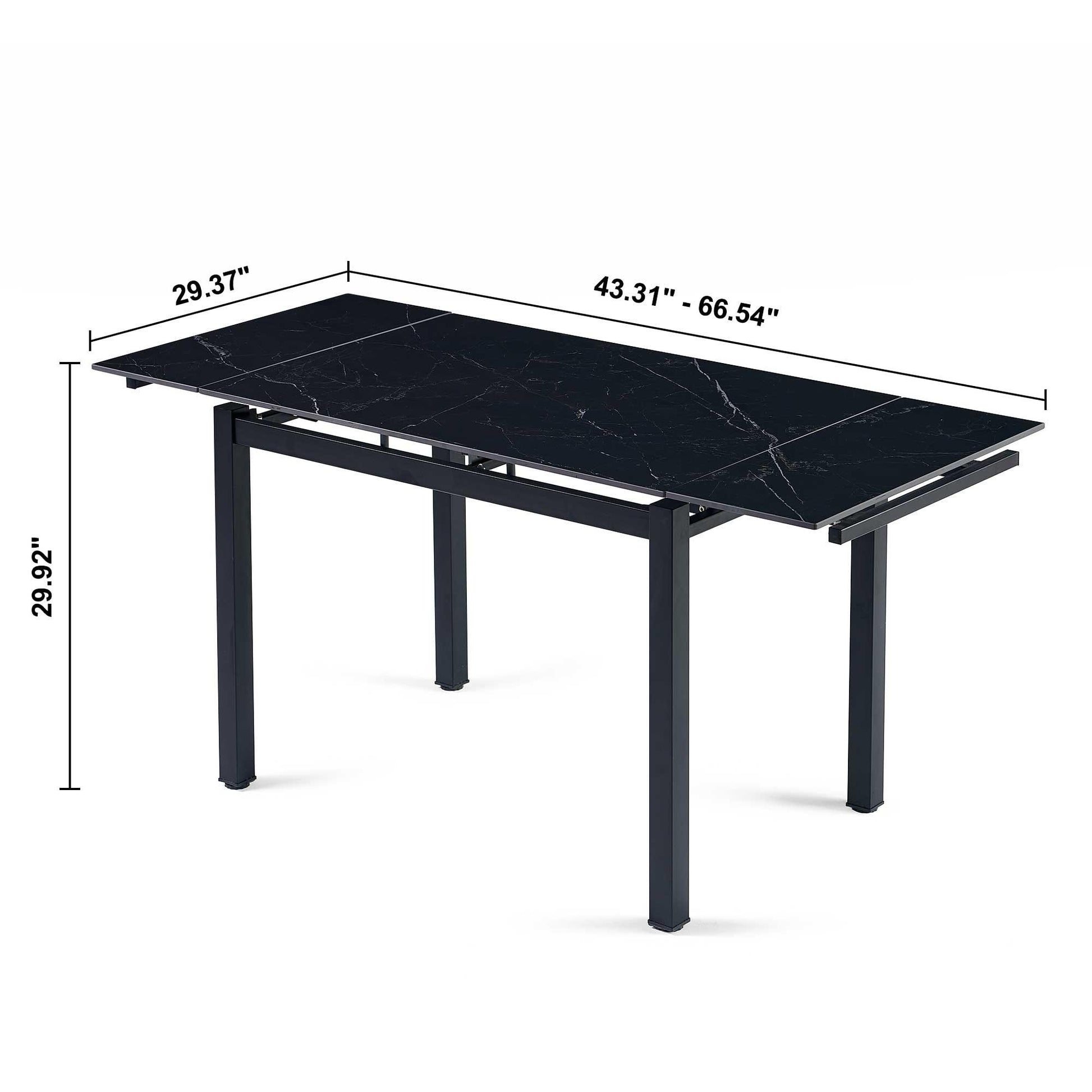 Black Ceramic Modern Rectangular Expandable Dining Room Table For Space-Saving Kitchen Small Space -Table - FurniFindUSA