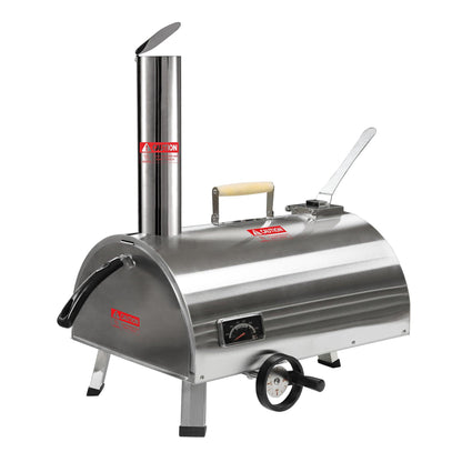 Silver Pizza Oven Outdoor 12" Semi-Automatic Rotatable Pizza Ovens Portable Stainless Steel - FurniFindUSA