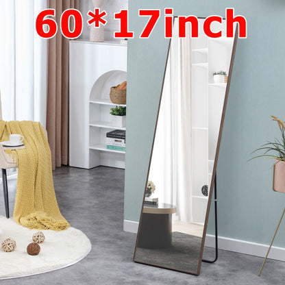 60x17 Brown Solid Wood Frame Full-length Mirror, Dressing Mirror, Bedroom Home Porch - FurniFindUSA