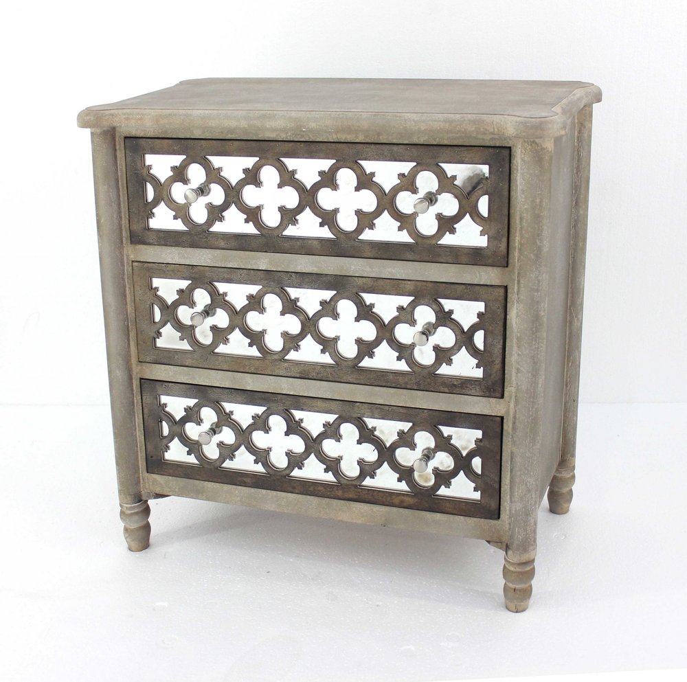 15" Brown Standard Accent Cabinet With Three Drawers HomeRoots