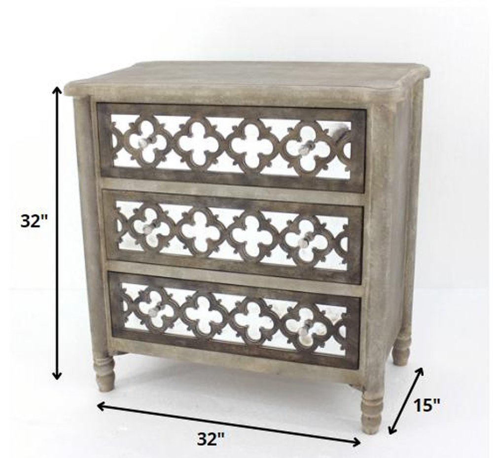 15" Brown Standard Accent Cabinet With Three Drawers HomeRoots