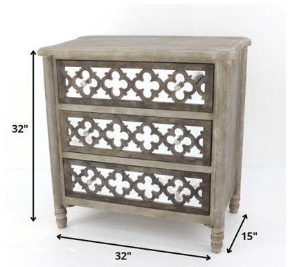 15" Brown Standard Accent Cabinet With Three Drawers HomeRoots