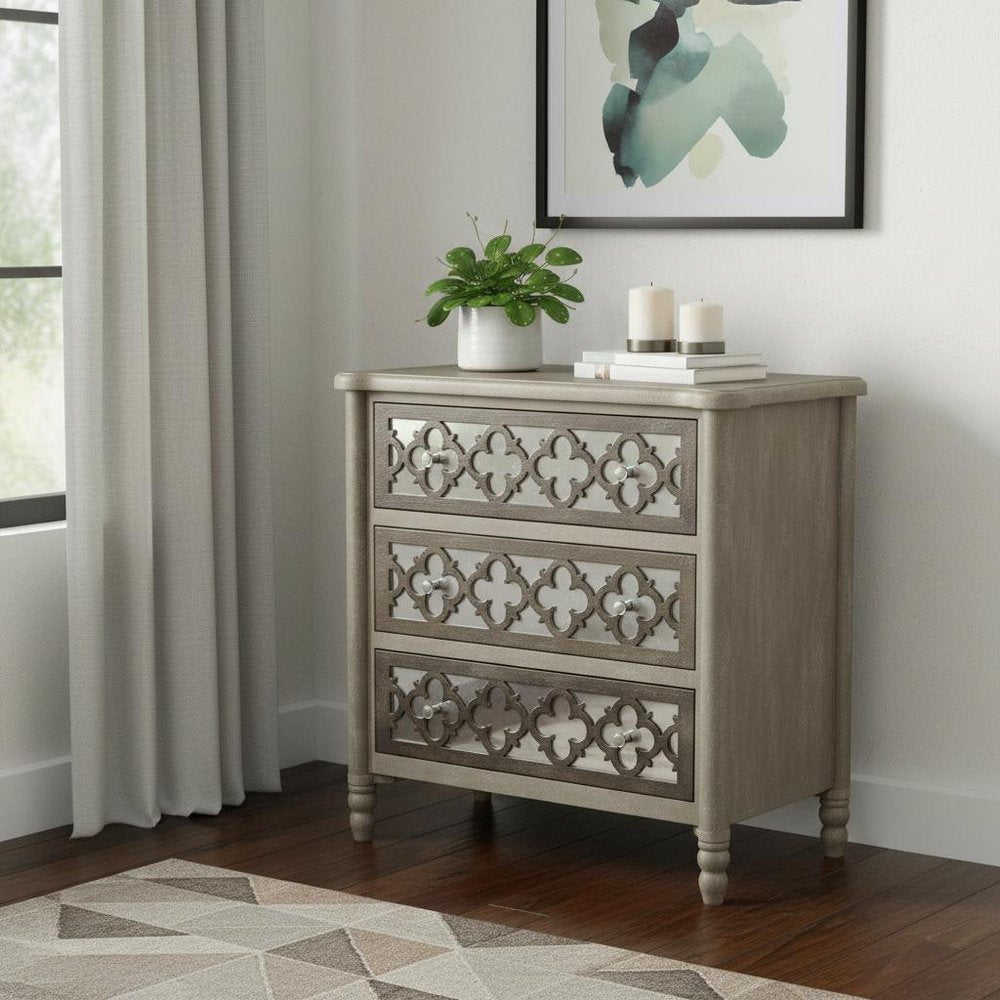 15" Brown Standard Accent Cabinet With Three Drawers HomeRoots