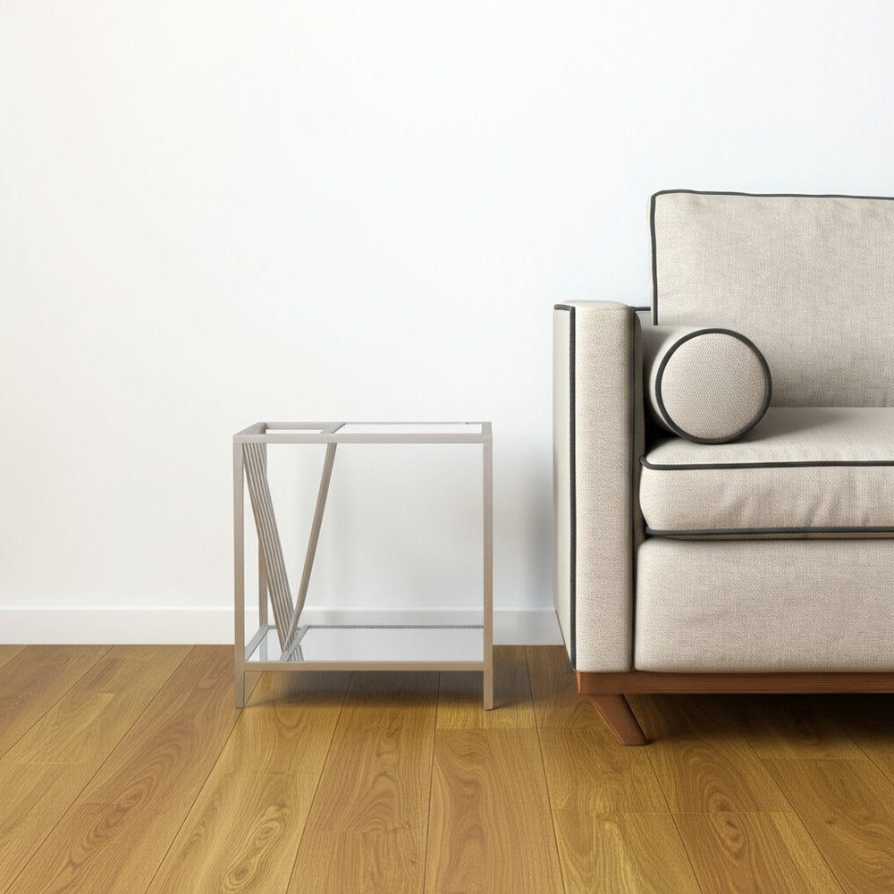 24" Silver Mirrored Glass And Iron End Table With Shelf HomeRoots