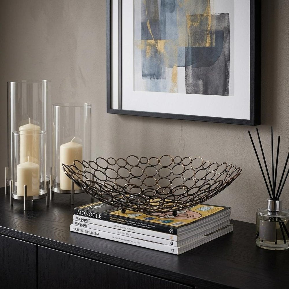 19" Bronze Metal Round Centerpiece Bowl HomeRoots