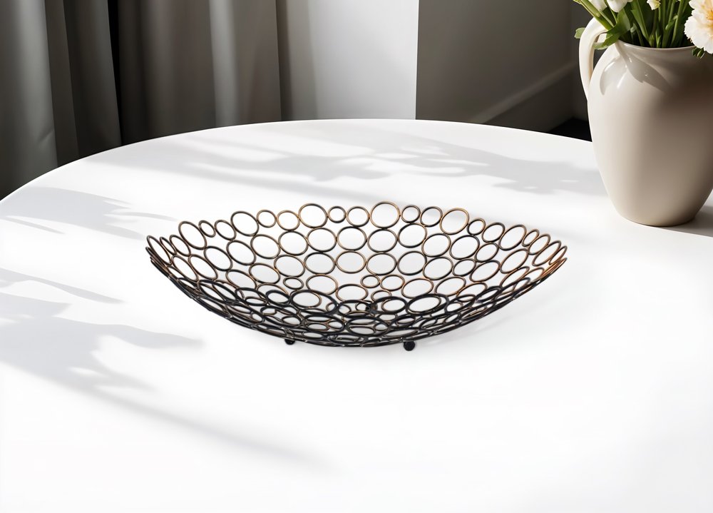 19" Bronze Metal Round Centerpiece Bowl HomeRoots