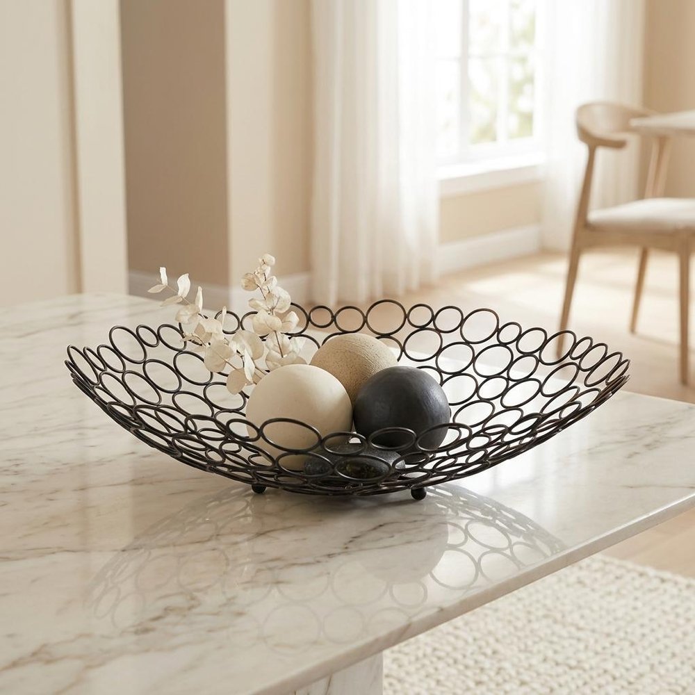 19" Bronze Metal Round Centerpiece Bowl HomeRoots