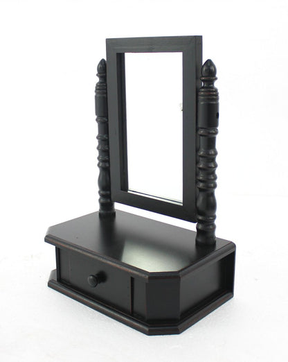 20" Black Wood Framed Freestanding Makeup Shaving Tabletop Mirror HomeRoots