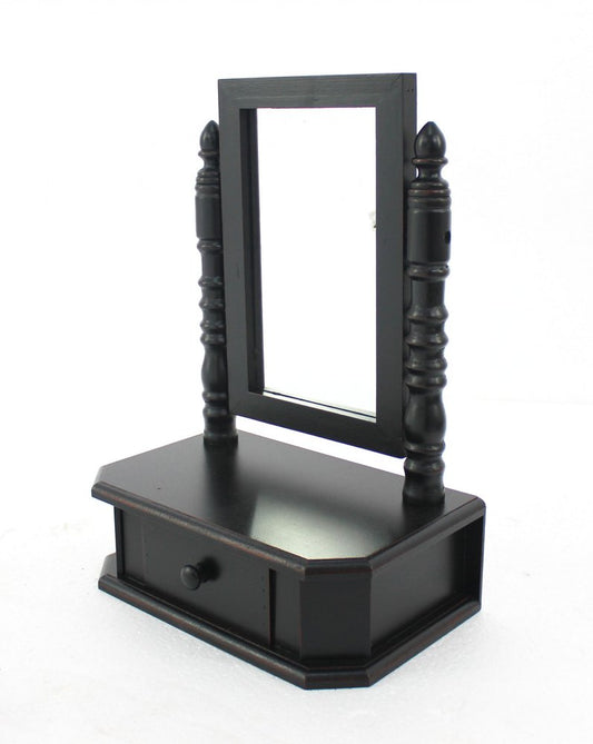 20" Black Wood Framed Freestanding Makeup Shaving Tabletop Mirror HomeRoots