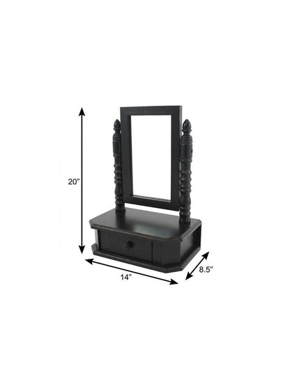 20" Black Wood Framed Freestanding Makeup Shaving Tabletop Mirror HomeRoots
