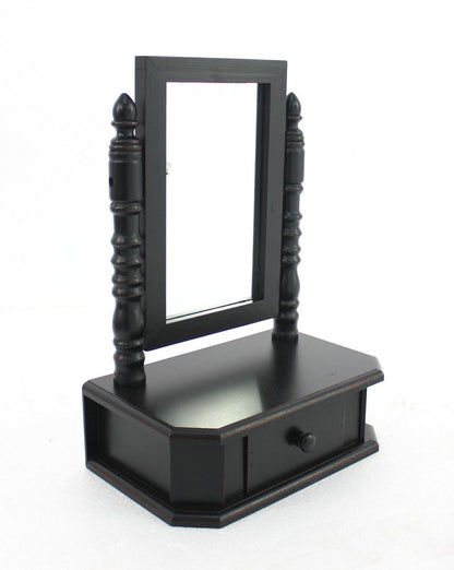20" Black Wood Framed Freestanding Makeup Shaving Tabletop Mirror HomeRoots