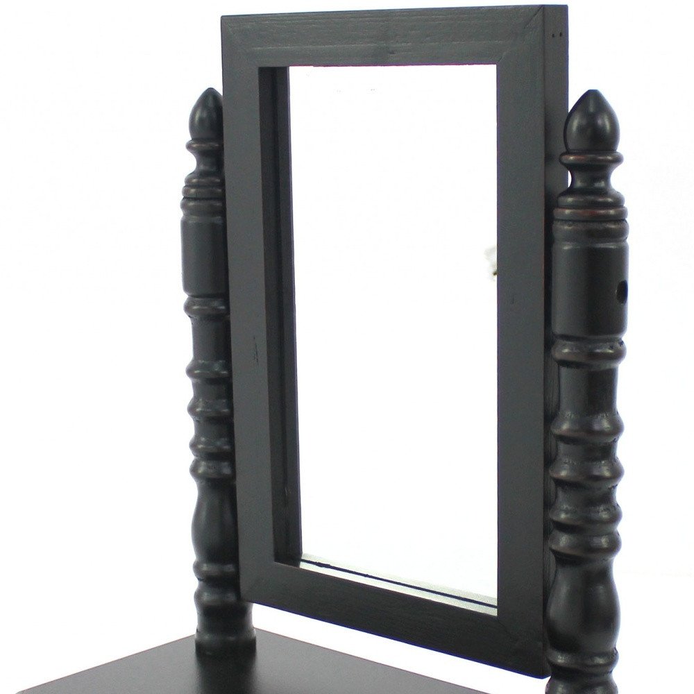 20" Black Wood Framed Freestanding Makeup Shaving Tabletop Mirror HomeRoots