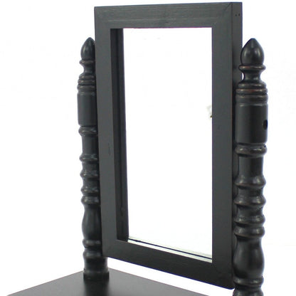 20" Black Wood Framed Freestanding Makeup Shaving Tabletop Mirror HomeRoots