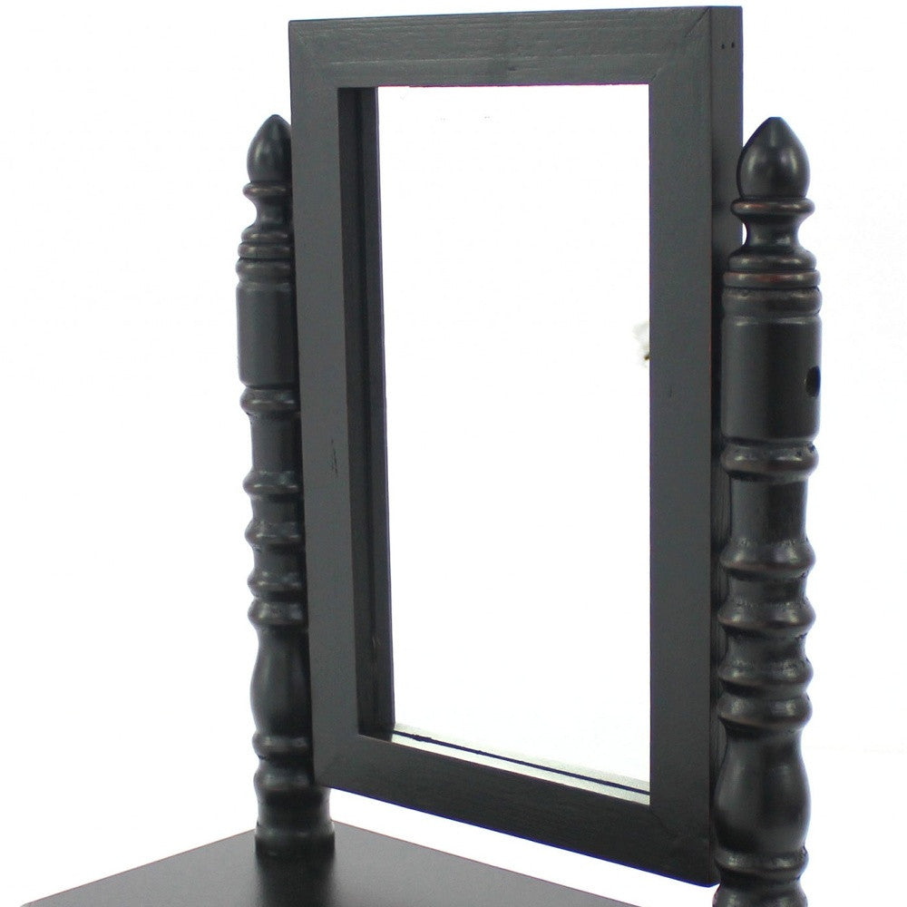 20" Black Wood Framed Makeup Shaving Tabletop Mirror