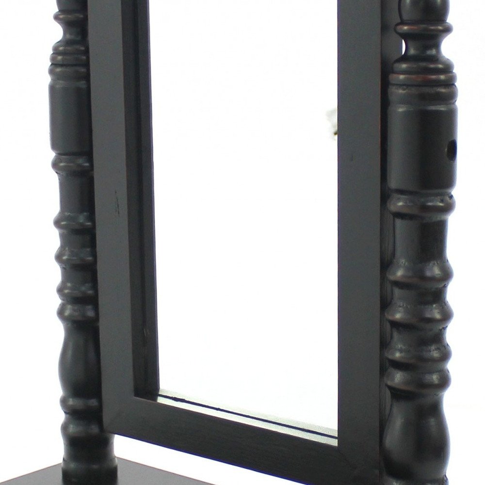 20" Black Wood Framed Freestanding Makeup Shaving Tabletop Mirror HomeRoots