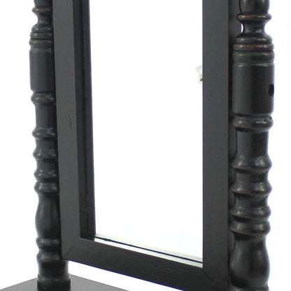 20" Black Wood Framed Freestanding Makeup Shaving Tabletop Mirror HomeRoots