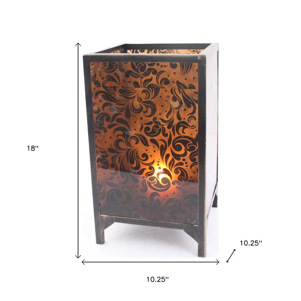 10.25 X 10.25 X 18 Brown Vintage Floral Pattern - Candle Holder HomeRoots