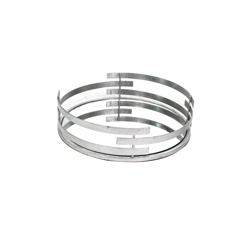 14" Silver Round Metal Geometric Vanity Tray HomeRoots