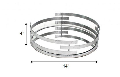 14" Silver Round Metal Geometric Vanity Tray HomeRoots